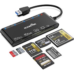 USB 3.0 Multi Card Reader for SD/Micro SD/TF/XD/CF/MS - 7-in-1 Memory Card Reader/Adapter for Windows, Mac, Linux