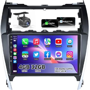 Android Car Stereo for 2012-2014 Toyota Camry Radio:10" Touch Screen Radio Compatible with Carplay Android Auto, 2G + 32G Car Radio Replacement with 5G WiFi,Bluetooth,GPS,FM RDS Radio