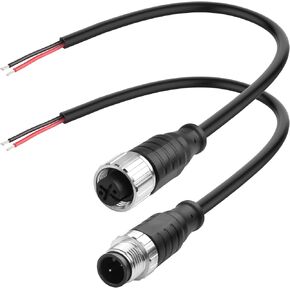 M12 Connector Aviation Sensor Cable YACSEJAO 25CM/0.8FT 5 Pin M12 1 Male+1 Female Wiring Cable IP67 Outdoor Waterproof Industrial Circular Connector (5 Pin)