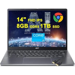 Acer Spin 2-in-1 714 Chromebook 14" Touchscreen Laptop, 12th Gen Intel 10-Core i5-1235U, 8GB LPDDR4X RAM, 2TB PCIe SSD, WiFi 6, BT 5.2, Backlit KB, Chrome OS, BROAG USB Extension Cable