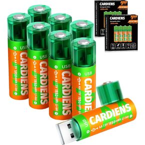 Rechargeable AA Batteries USB is Built in 1850 mWh Rechargeable Lithium AA Batteries 1.5V Double A Battery with LED Charge Indicator, 4-Pack