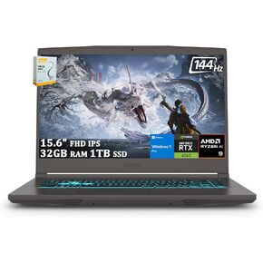 MSI GF65 Thin 3060 Gaming Laptop, 15.6" FHD 144Hz Display, Core i5-10500H 6-Core, GeForce RTX 3060 6GB, 16GB RAM 3200MHz, 512GB PCIe SSD, USB-C, WiFi 6, Ethernet, HDMI, Backlit, Win 10