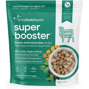 smallbatch Pets Freeze-Dried Super Booster Lamb Bites for Dogs & Cats, 7 oz, Made in The USA, Humanely Raised Single Protein Source, Topper & Treat, with Organic Vegetables and Probiotics