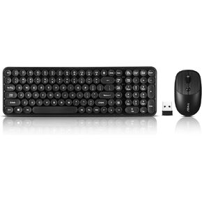 Wireless Keyboard and Mouse Combo, Full Size Compact Quiet Wireless Keyboard and Mouse Set 2.4G Ultra-Thin Sleek Design for Windows, Computer, Desktop, PC, Notebook, Laptop,Round Keys Pink-Colorful
