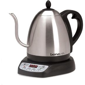 Bonavita 1 Liter Digital Variable Temperature Gooseneck Electric Kettle, Coffee Kettle Pour Over or Making Tea, Precise Control, 6 Preset, Commercial or Home Use, 1000 Watt (Stainless Base) in Kuwait
