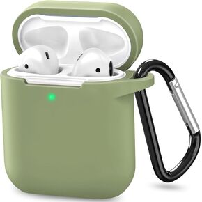 ATUAT Compatible with AirPods Case Cover, Full Protective Soft Silicone Case Accessories with Keychain for Apple AirPods 1st 2nd Generation Charging Case, Front LED Visible, Tan Brown