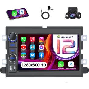 ستيريو راديو السيارة Android 12 لسيارة Ford F150 2004-2008: ترقية 5GWIFI 1280 * 800 7 بوصة لاستبدال شاشة اللمس لـ F250 F350 2006-2014 مع Carplay/Android Auto Bluetooth 5.0 كاميرا احتياطية GPS