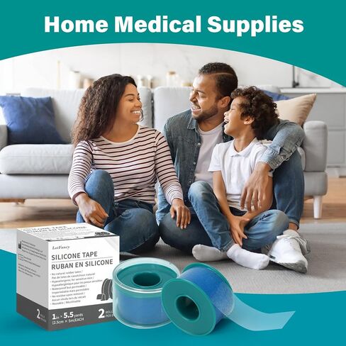 LotFancy Medical Silicone Tape, 2Rolls 1"×5.5 Yds, Waterproof Adhesive Surgical Tape, Soft Skin Tape for Surgery First Aid, Wound, Bandage and Sensitive Skin in Saudi Arabia