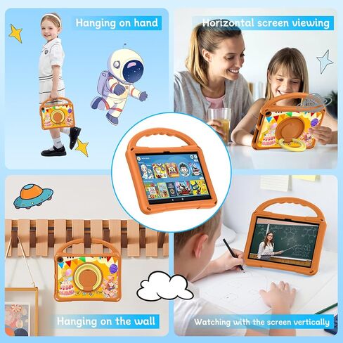 Fire HD 8 Tablet Case,Kindle Fire HD 8 Case,Auorld Rotating 360 Lightweight Shockproof 8 inch Tablet Case Cover with Handle Stand for Amazon Fire HD 8/8 Plus(12/10th Generation,2022/2024 Release) in Kuwait