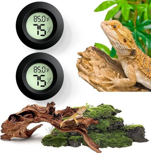 Reptile Thermometer and Humidity Gauge,2PCS Digital Adhesive Reptile Hydrometer Thermomete Tank Accessories,Reptile Terrarium Thermomete Pet Supplies for Snake,Bearded in Saudi Arabia