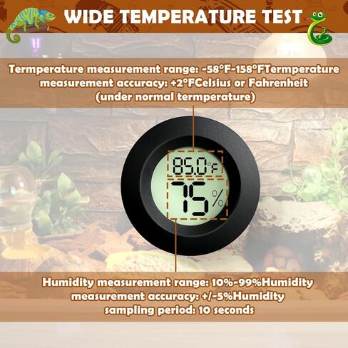 Reptile Thermometer and Humidity Gauge,2PCS Digital Adhesive Reptile Hydrometer Thermomete Tank Accessories,Reptile Terrarium Thermomete Pet Supplies for Snake,Bearded in Saudi Arabia