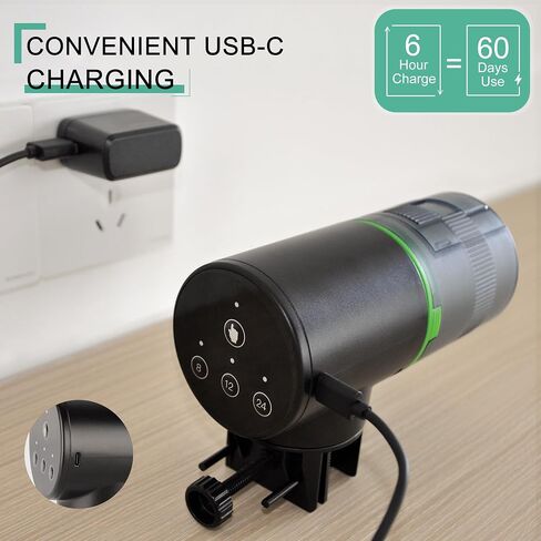 FREESEA Automatic Fish Feeder for Aquarium: Small USB Rechargeable Vacation Auto Fish Food Dispenser with Timer in Kuwait