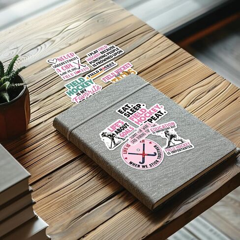 (10pcs) Field Hockey Stickers Funny Field Hockey Ball Hockey Decals Funny Gifts Multiple Different Design, Waterproof, UV- Resistant, Suitable for Tumbler, Laptop, Car, Truck in Kuwait