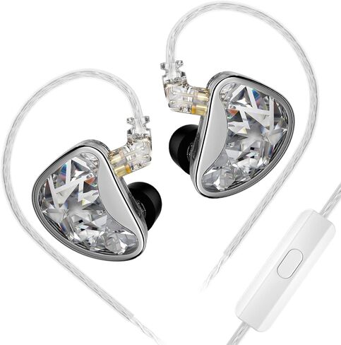 KZ ZAR IEM Earphones in Ear Monitor Headphone with 1DD+7BA Hybrid Technology Driver Wired Earbuds, Silver-Plated Cable IEMS Headphones for Singers Musician 2Pin Detachable in Saudi Arabia