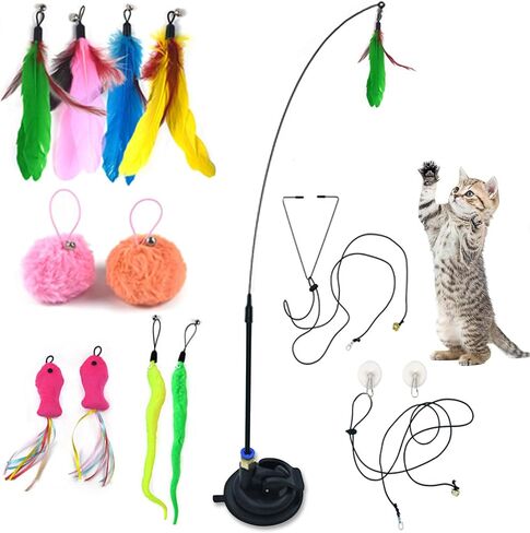 13 Pack Cat Chew Toy Set-Silvervine Sticks Catnip Rope Toys for Cats Teeth Cleaning, Kitten Dental Care,Interactive Cat Toys with Suction Cup Cat Wand Toy for Indoor Cats in Saudi Arabia