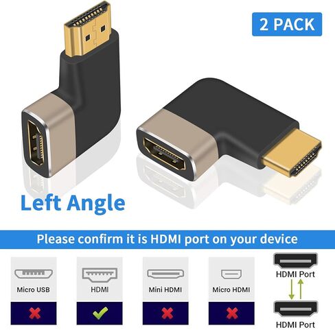 DUTTEK Right Angle HDMI ADAPTER ذكر إلى أنثى 2.1 نسخة ، 8K HDMI 90 درجة محول ، ارتفاع السرعة 48GBPS محول HDMI دعم 8K نقل الصوت والفيديو للتلفزيون ، ROKU ، FIRE STACK 2 حزمة in Saudi Arabia