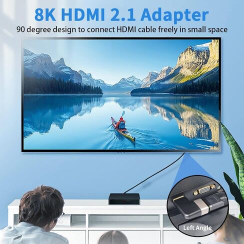 DUTTEK Right Angle HDMI ADAPTER ذكر إلى أنثى 2.1 نسخة ، 8K HDMI 90 درجة محول ، ارتفاع السرعة 48GBPS محول HDMI دعم 8K نقل الصوت والفيديو للتلفزيون ، ROKU ، FIRE STACK 2 حزمة in Saudi Arabia