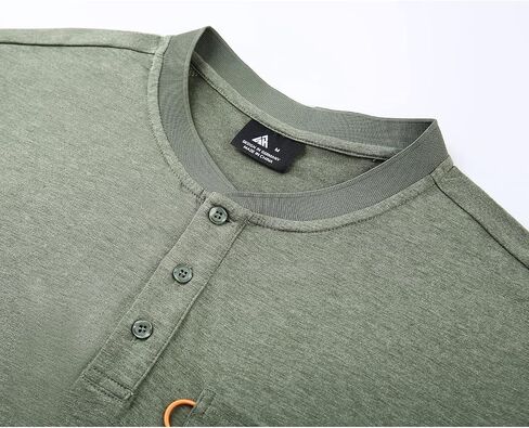 Little Beauty Men's Henley Shirts Waffle Knit Button Long Sleeve Shirts with Pocket in Kuwait