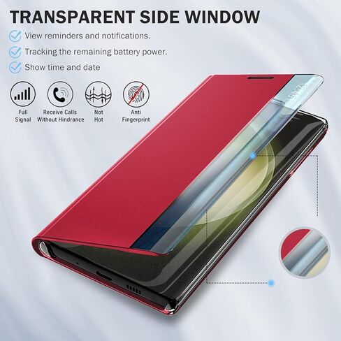 بالنسبة إلى Samsung Galaxy S21 ، عرض حالة فائقة ، فإن نافذة ذكية واضحة ، مع Kickstand for Samsung S21 Ultra Case Flip Slim Slim PC Play View Window Smart Window for Samsung S21 Ultra Cover Black in Kuwait
