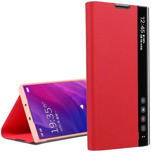 بالنسبة إلى Samsung Galaxy S21 ، عرض حالة فائقة ، فإن نافذة ذكية واضحة ، مع Kickstand for Samsung S21 Ultra Case Flip Slim Slim PC Play View Window Smart Window for Samsung S21 Ultra Cover Black in Kuwait