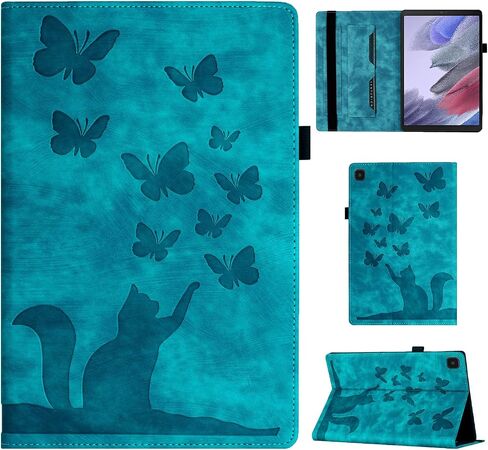 Tablet Case for Samsung Galaxy Tab A7 Lite 8.7 Inch (SM-T220/ T225/ T227) Premium PU Leather Convenient Stand Feature Shockproof Protection Flip Cover Butterfly Cat Pattern - Purple in Saudi Arabia