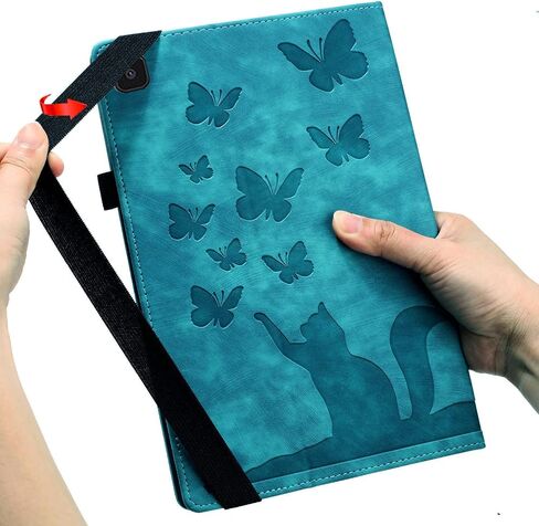 Tablet Case for Samsung Galaxy Tab A7 Lite 8.7 Inch (SM-T220/ T225/ T227) Premium PU Leather Convenient Stand Feature Shockproof Protection Flip Cover Butterfly Cat Pattern - Purple in Saudi Arabia