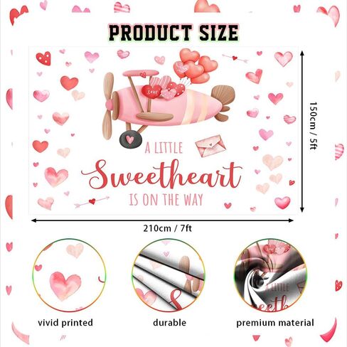 7x5ft Sweetheart Baby Shower Backdrop A Little Sweetheart is on The Way Baby Shower Photography Background Red Pink Heart Balloons Baby Shower Party Decorations Banner Photo Booth Props in Saudi Arabia
