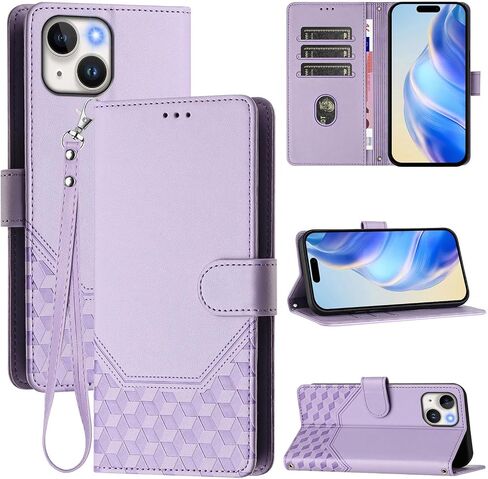 بالنسبة إلى iPhone 13 Wallet Case/iPhone 14 Wallet Case for Women ، فتحات حامل بطاقة حظر RFID ، حزام معصم ، علبة TPU المقاومة للصدمات ، غطاء الوجه الواقي للجلد من أجل iPhone 14/13 - in Saudi Arabia