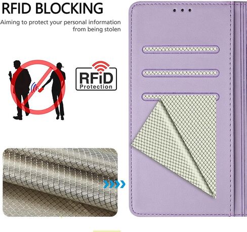 بالنسبة إلى iPhone 13 Wallet Case/iPhone 14 Wallet Case for Women ، فتحات حامل بطاقة حظر RFID ، حزام معصم ، علبة TPU المقاومة للصدمات ، غطاء الوجه الواقي للجلد من أجل iPhone 14/13 - in Saudi Arabia