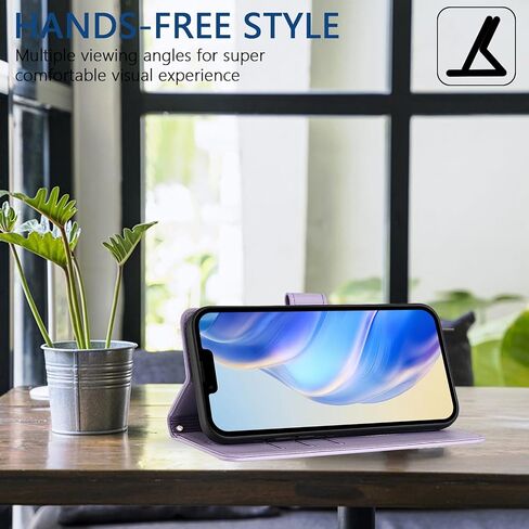 بالنسبة إلى iPhone 13 Wallet Case/iPhone 14 Wallet Case for Women ، فتحات حامل بطاقة حظر RFID ، حزام معصم ، علبة TPU المقاومة للصدمات ، غطاء الوجه الواقي للجلد من أجل iPhone 14/13 - in Saudi Arabia