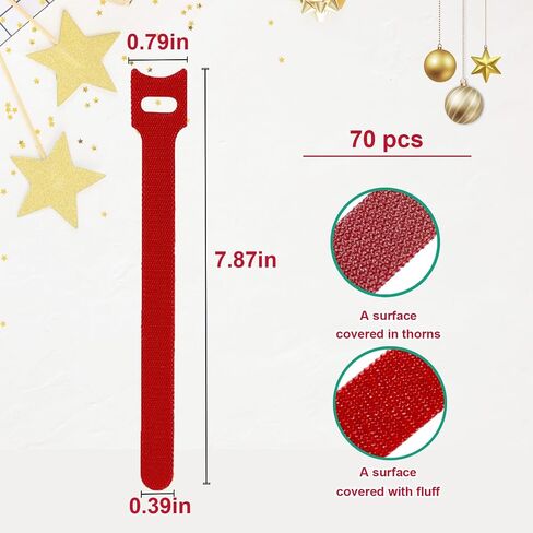 70 PCS Christmas Garland Ties Holiday Plant Cable Straps, Adjustable Xmas Decorative Nylon Reusable Hook and Loop Design, 7.87 Inch Long, Green in Saudi Arabia