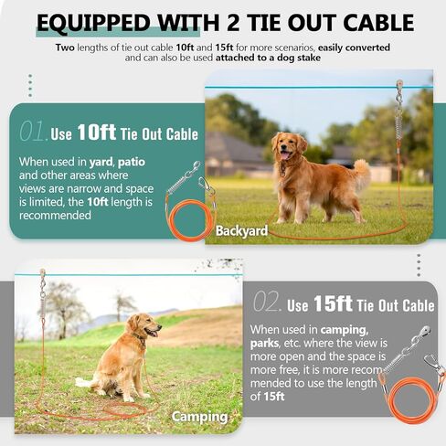 نظام عربة عداء الكلاب الاحترافي، خط سحاب للكلاب شديد التحمل بطول 100 قدم مع ربطة عنق بطول 10 أقدام و15 قدم للكلاب الكبيرة التي يصل وزنها إلى 250 رطل، مقود كابل لتشغيل الكلاب في الهواء الطلق للفناء الخلفي والتخييم والمنتزه والمغامرات الخارجية in Kuwait