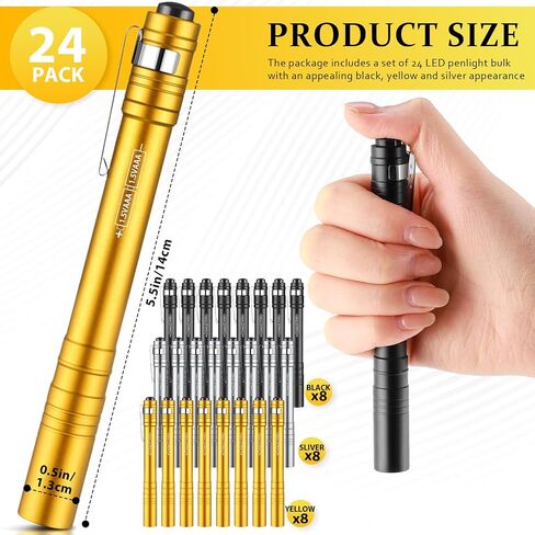 24 Pack LED Pen Lights Bulk, Pocket Flashlight with Clip, Aluminum Pen Flashlights Mini Pen Lights for Nurses Hospital Outdoor Camping Emergency Hiking (Multicolor) in Saudi Arabia
