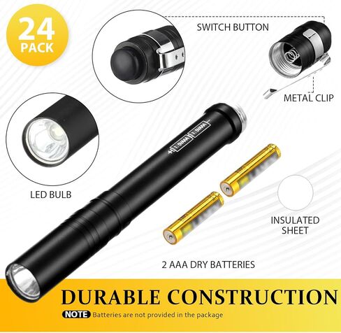 24 Pack LED Pen Lights Bulk, Pocket Flashlight with Clip, Aluminum Pen Flashlights Mini Pen Lights for Nurses Hospital Outdoor Camping Emergency Hiking (Multicolor) in Saudi Arabia