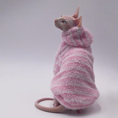 ملابس القطط من Sphynx، ملابس القطط الدافئة للخريف والشتاء بدون شعر، ملابس القطط لقطط ديفون ريكس، قطط الكورنيش والقطط الصغيرة (وردي، صغير) in Kuwait