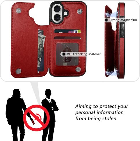 TopPerfekt Flip Leather Wallet Case Card Holder Shockproof Compatible with iPhone 16 6.1" Women and Girls with Card, Holder Kickstand Double Magnetic Clasp - Brown Cow Pattern in Saudi Arabia