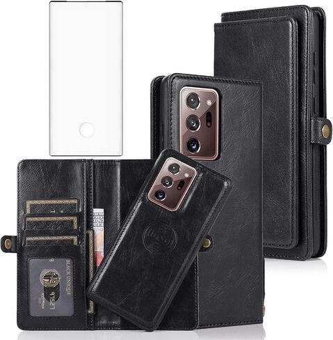 حالة الهاتف ASUWISH لـ Samsung Galaxy Note 20 Ultra Glaxay Note20 Plus 5G Wallet Detachable Cover with Screen Pretector Card Card Cell Notes 20ultra note20+ U+ 20+ Twenty Not Brown in Saudi Arabia