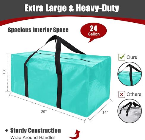 Extra Large Moving Bags with Zippers & Carrying Handles, Heavy-Duty Storage Tote for Space Saving Moving Storage, Fold Flat, Alternative to Box and Bin - 8 Pack, Semi-Transparent in Kuwait