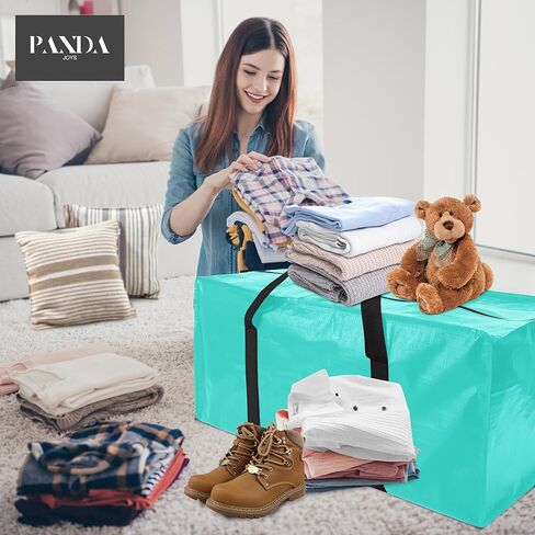 Extra Large Moving Bags with Zippers & Carrying Handles, Heavy-Duty Storage Tote for Space Saving Moving Storage, Fold Flat, Alternative to Box and Bin - 8 Pack, Semi-Transparent in Kuwait