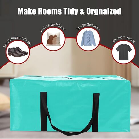 Extra Large Moving Bags with Zippers & Carrying Handles, Heavy-Duty Storage Tote for Space Saving Moving Storage, Fold Flat, Alternative to Box and Bin - 8 Pack, Semi-Transparent in Kuwait