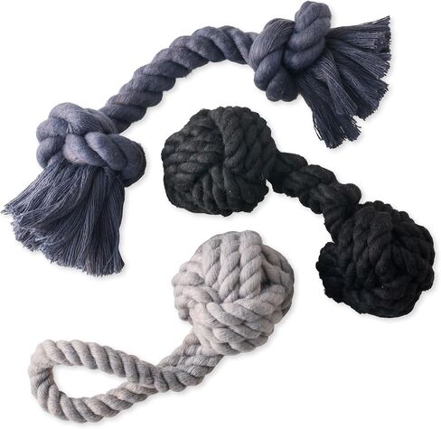 3-Pack Organic Cotton Dog Rope Pull Toys for All Pet Breeds, Desert Ombre, One Size in Kuwait