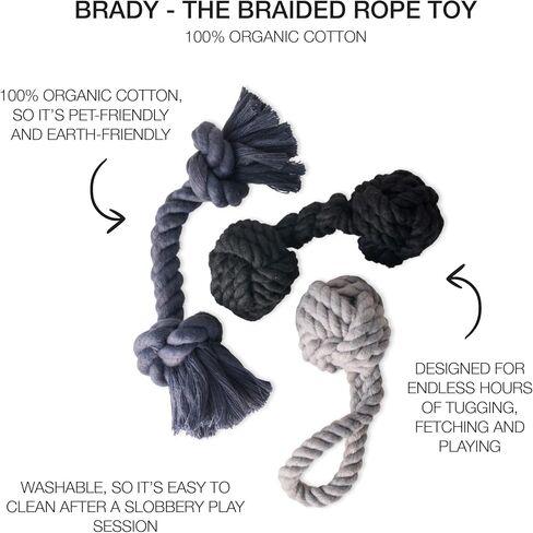 3-Pack Organic Cotton Dog Rope Pull Toys for All Pet Breeds, Desert Ombre, One Size in Kuwait