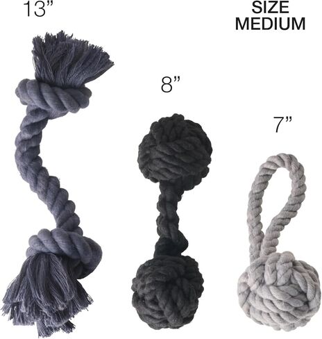 3-Pack Organic Cotton Dog Rope Pull Toys for All Pet Breeds, Desert Ombre, One Size in Kuwait