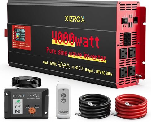 3000 Watt Pure Sine Wave Inverter,12V DC to 110V 120V AC Inverter, 9 Port with 4 AC /2 USB/ 2 Type C 60W+45W Fast Charging, LED Display, Wireless/Wired Remote Control for Camping, Outdoor, RV in Saudi Arabia