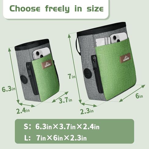 Dog Treat Pouch - Fashionable Green&Grey Design - Large Capacity Dog Treat Bag for Dog Walks,Outdoor Activities, Travel and Training - Includes 1 Poop Bags in Kuwait