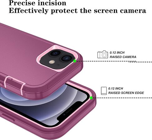 Phone Case for iPhone 12 Mini Case/iPhone 13 Mini Case with HD Screen Protector, Heavy Duty Shockproof & Dropproof 3-Layer Cover Phone Case for iPhone 12 Mini/13 Mini (PurpleSkyBlue) in Saudi Arabia