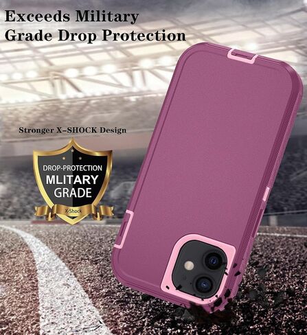 Phone Case for iPhone 12 Mini Case/iPhone 13 Mini Case with HD Screen Protector, Heavy Duty Shockproof & Dropproof 3-Layer Cover Phone Case for iPhone 12 Mini/13 Mini (PurpleSkyBlue) in Saudi Arabia