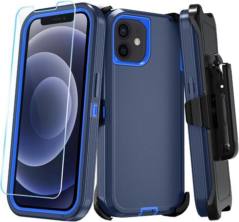 Phone Case for iPhone 12 Mini Case/iPhone 13 Mini Case with HD Screen Protector, Heavy Duty Shockproof & Dropproof 3-Layer Cover Phone Case for iPhone 12 Mini/13 Mini (PurpleSkyBlue) in Saudi Arabia