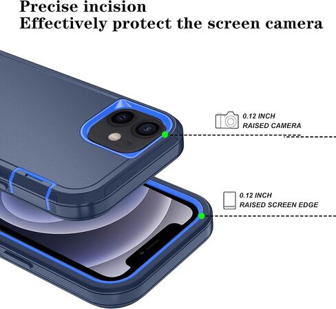 Phone Case for iPhone 12 Mini Case/iPhone 13 Mini Case with HD Screen Protector, Heavy Duty Shockproof & Dropproof 3-Layer Cover Phone Case for iPhone 12 Mini/13 Mini (PurpleSkyBlue) in Saudi Arabia