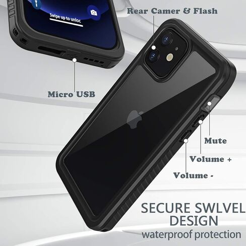 Diverbox for iPhone 12 Waterproof Case,Waterproof Shockproof Dustproof IP68 Full-Body Hard Case Built-in Screen Protector Underwater Outdoor Waterproof Cover for iPhone 12,6.1 in (Clear) in Saudi Arabia